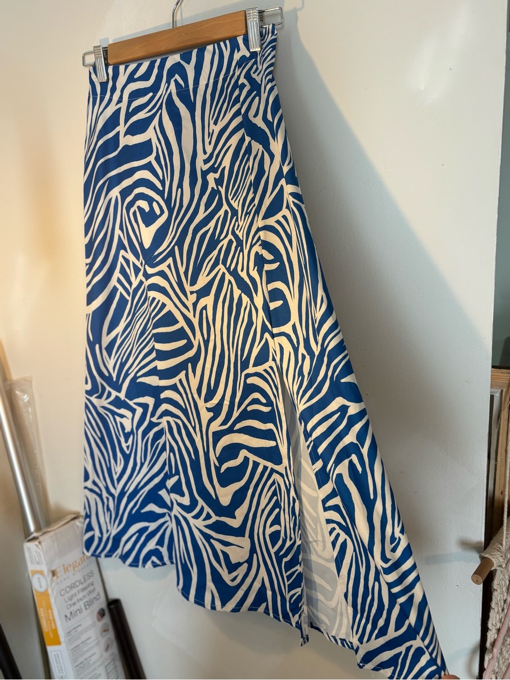 Roxy Blue and White Asymmetrical Midi Skirt size small